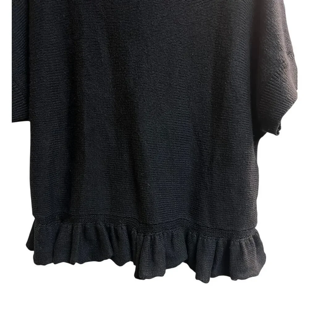 Kate Spade Broome Street Flounce Knit Top Black Medium